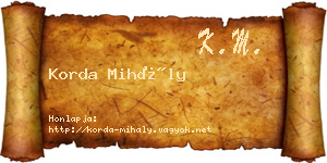 Korda Mihály névjegykártya